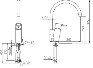 Oras Kjøkkenbatteri med avstengning, 6 V Cubista 2839F Oras Kjøkkenbatteri med avstengning, 6 V Cubista 2839F