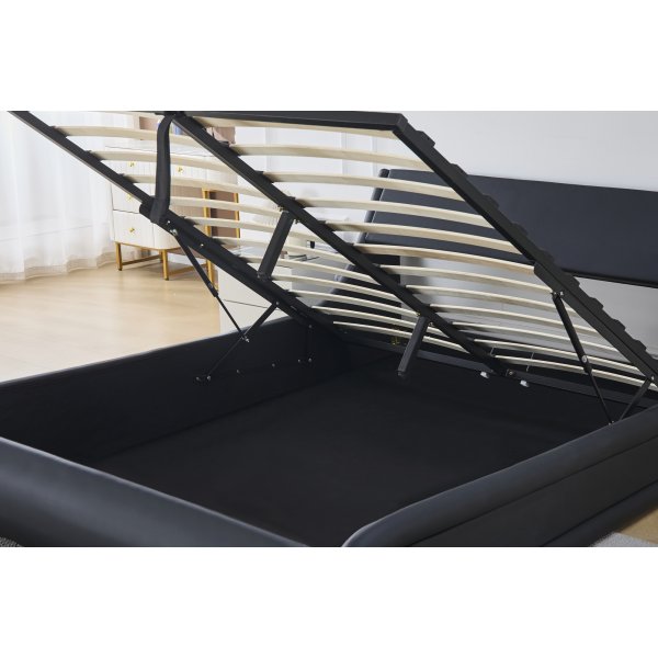 Sengeramme med oppbevaring - 160 x 200 cm - Svart kunstskinn Sengeramme med oppbevaring - 160 x 200 cm - Svart kunstskinn