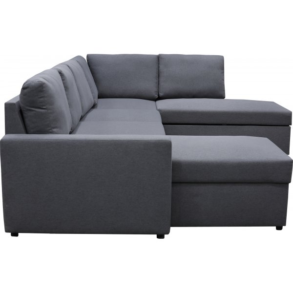 U-formet sovesofa Dream med oppbevaring - 299 cm - m�rkegr�