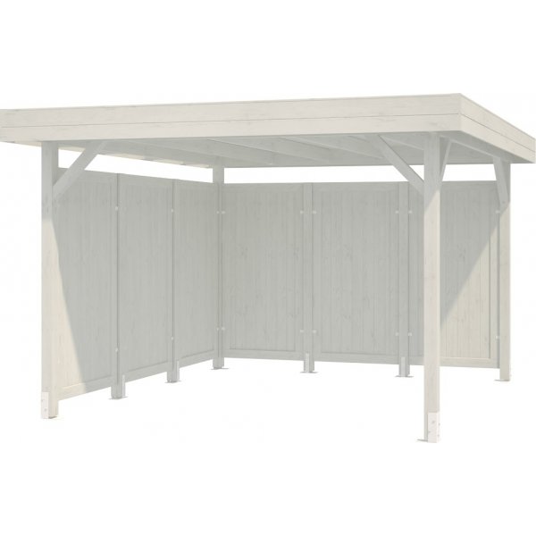 Modular Garden Paviljong 9,4m med planker - Hvitlakkert