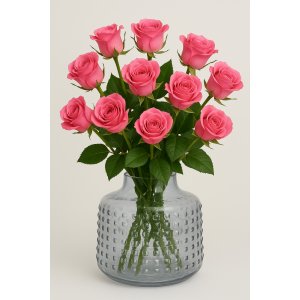 Glassblomstervase 19 cm h�y