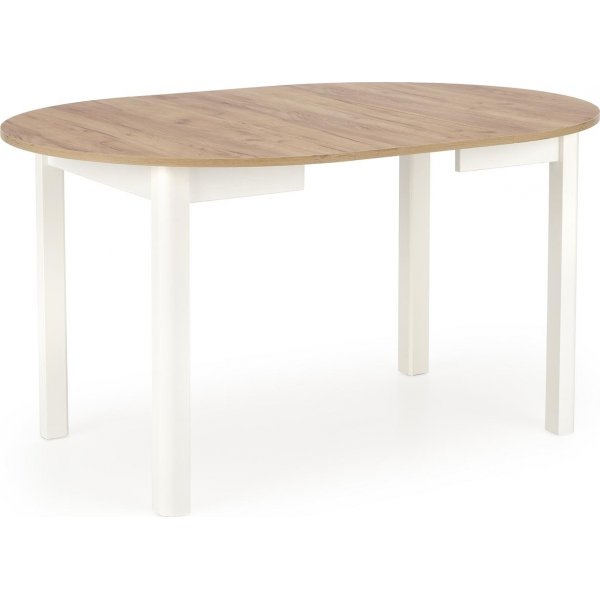 Rundt uttrekkbart spisebord eik/hvit 102-142 cm - Berivan