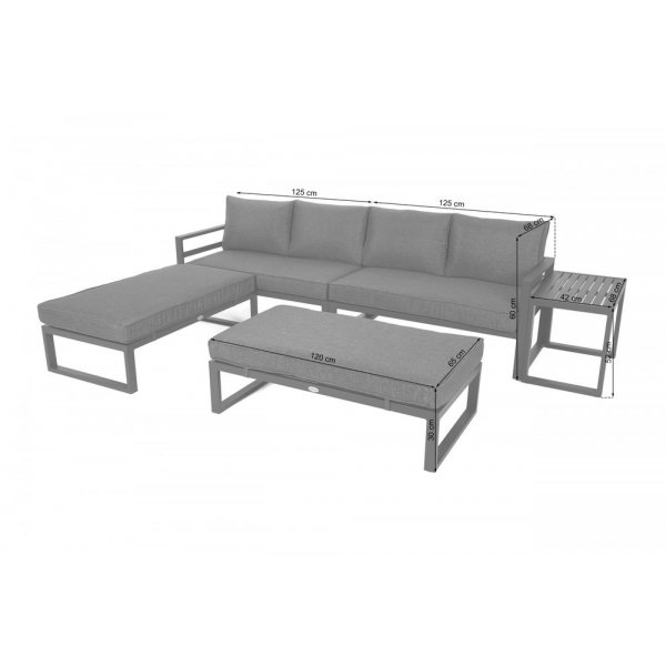 Modulsofa Mediolan med bord - Gr�/m�rkegr�