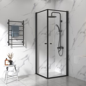 Dusjkabinett 80x80cm | Aluminium og sikkerhetsglass | Svart ramme