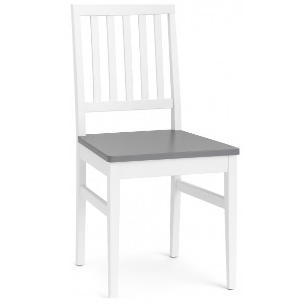 Trestol i hvit MDF med gr�tt sete - F�r�
