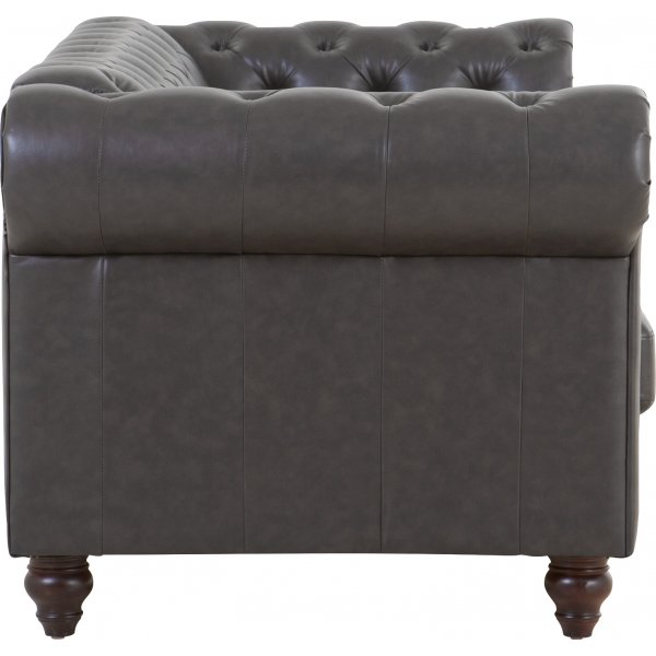 Sofa Chesterfield 3-seter 219 cm - m�rkebrun PU