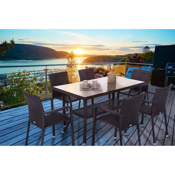 Spisegruppe Sumba bord + 6 stoler - Brun Spisegruppe Sumba bord + 6 stoler - Brun