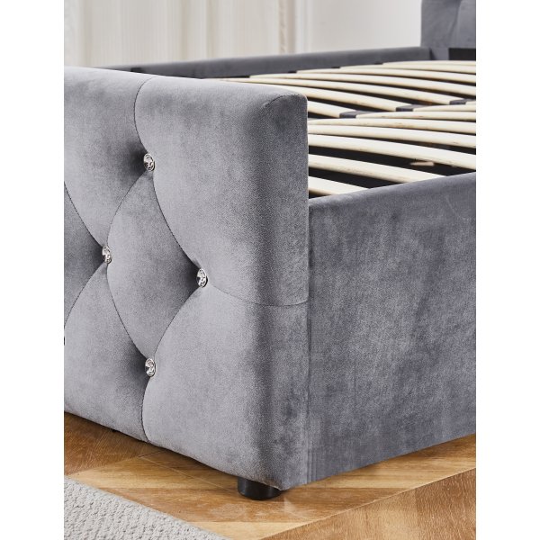 Sengeramme i gr� fl�yel 180 x 200 cm - Dubai