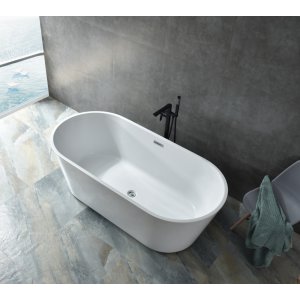 Frittst�ende badekar 140 � 75 cm - h�yglanset hvit akryl