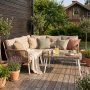 Loungegruppe kunstig rotting naturlig/beige med bord - Ibiza + Flekkfjerner for m�bler