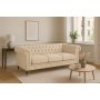 Sofa Chesterfield Cambridge Deluxe 225 cm - Lys gr� beige fl�yel