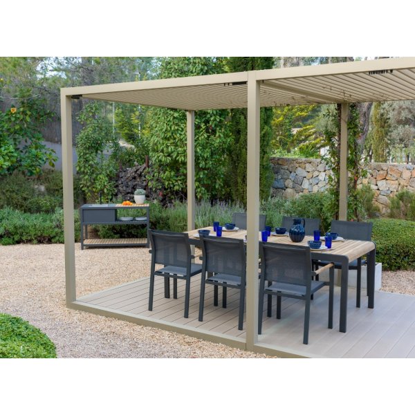 Livsstil Hage utegruppe Rav med bord 220 cm og 6 stablebare stoler - Teak / Aluminium Livsstil Hage utegruppe Rav med bord 220 cm og 6 stablebare stoler - Teak / Aluminium