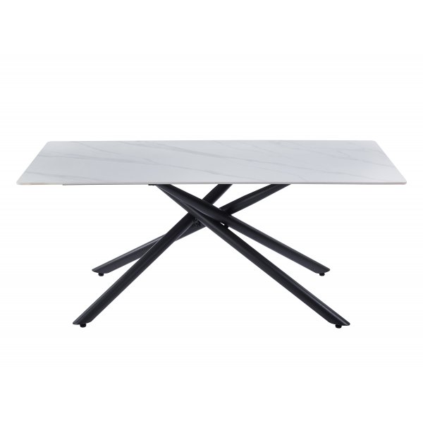 Jupiter spisebord - 180x90 cm - Hvit marmorplate i keramikk