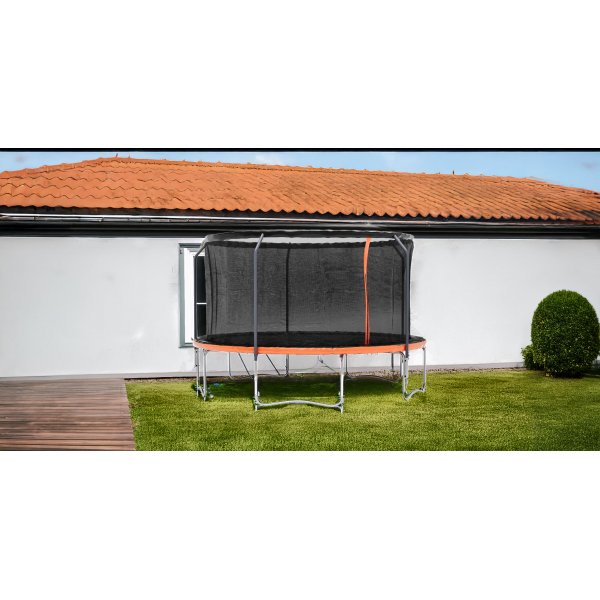 Trampoline med sikkerhetsnett svart/oransje Trampoline med sikkerhetsnett svart/oransje