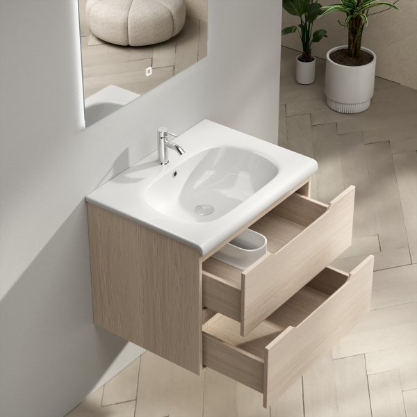 Baderomsmbel Vega 60 cm - Lys treimitasjon + Toalettpapirholder