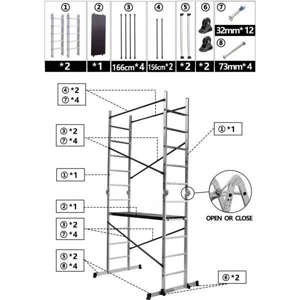 Multistige med arbeidsplattform - Flerbyggsplattform 3,1 m Multistige med arbeidsplattform - Flerbyggsplattform 3,1 m