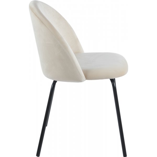 Beige fl�yelsstol med svarte ben - Astrid