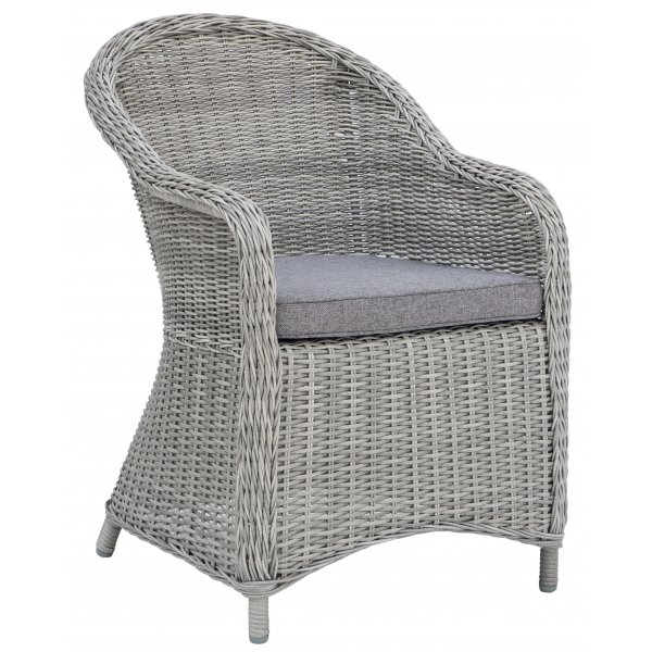 Spisegruppe; 4 stoler og spisebord 110 cm gr/rotting