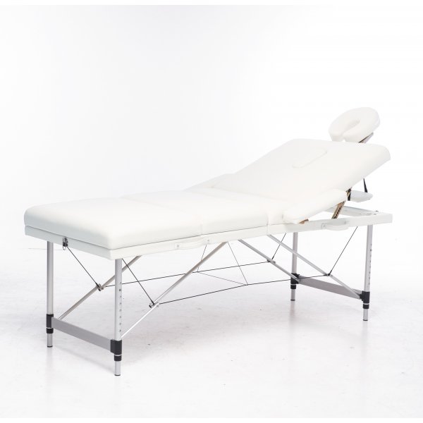 Massasjebenk med metallben - 4 soner - Hvit