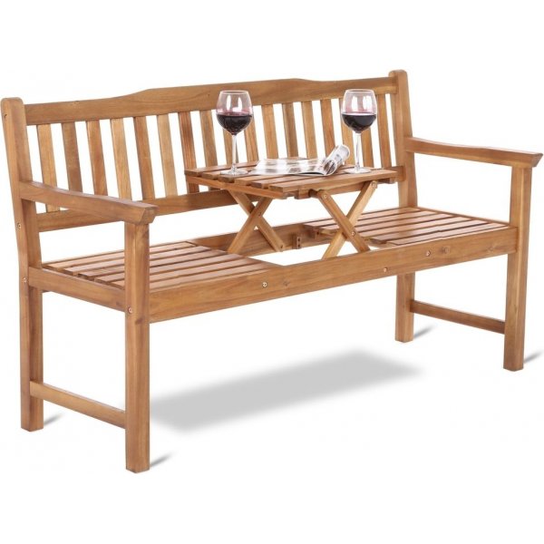 Benk Lux med utfellbart bord - Acacia