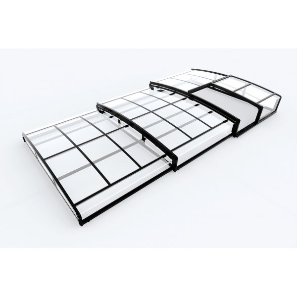 Bassengtak svart polykarbonat 881x426x92 cm