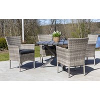 Vancouver utespisegruppe med 4 stk lenestoler og spisebord Ø112 cm - Grå kunstrotting Vancouver utespisegruppe med 4 stk lenestoler og spisebord Ø112 cm - Grå kunstrotting