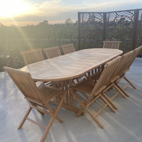 Salt� ovalt spisebord 180-240 cm butterfly - Teak