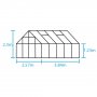 Drivhus Universal - Sort med herdet glass 9,9 m