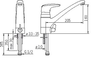 Oras kjkkenbatteri med avstengning Vega 1825
