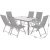 Utespisegruppe Ibiza bord 150cm + 6 stoler - Slv/svart