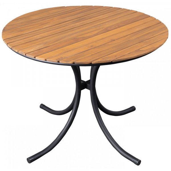 Rundt spisebord 100 cm svart akasie til utend�rs bruk