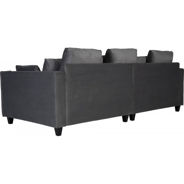 Sofa 250 cm bred m�rkegr� fl�yel 114 cm dyp