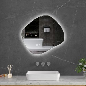 LED-speil 60x55 cm med antidugg og justerbar belysning