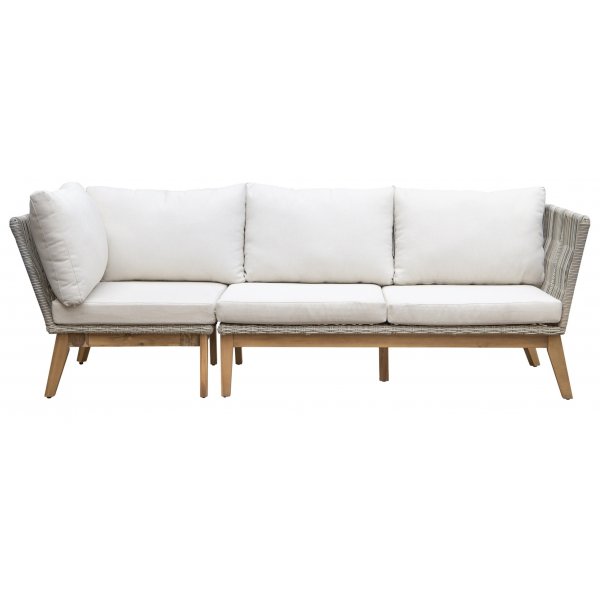 Inez utendørs gruppe - Grå kunstrotting & Acacia | Hjørnesofa Inez utendørs gruppe - Grå kunstrotting & Acacia | Hjørnesofa