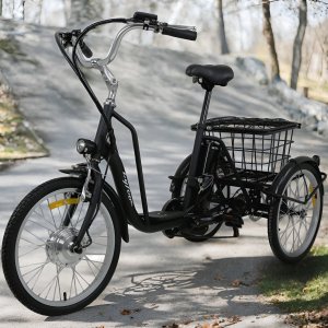 Trehjuls elsykkel | 6 gir Shimano | 250W - Matt svart Trehjuls elsykkel | 6 gir Shimano | 250W - Matt svart