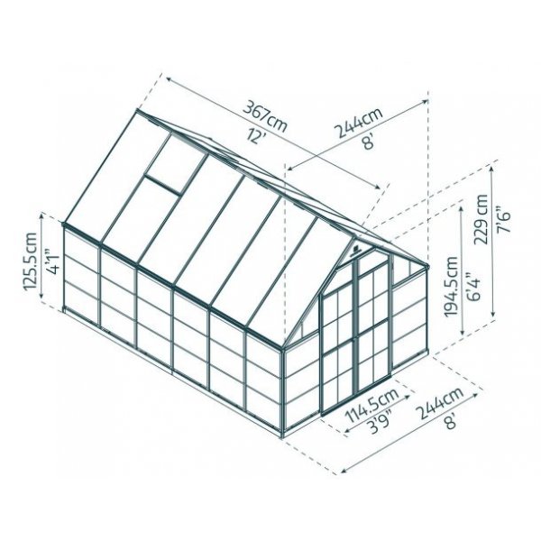 Balance drivhus, sølv - 8,8 m² Balance drivhus, sølv - 8,8 m²
