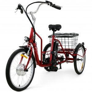 Trehjuls elsykkel | 6 gir Shimano | 250W 10,4Ah | Metallic rød Trehjuls elsykkel | 6 gir Shimano | 250W 10,4Ah | Metallic rød