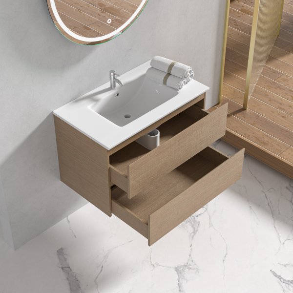 Baderomsmbler Milan 80 cm - Lyst tre