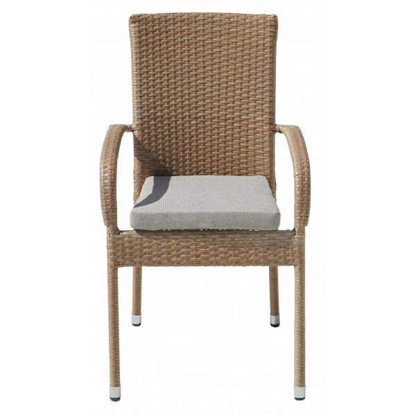 Utendørs spisegruppe - Menton & Majken | Naturfarget syntetisk rotting | 6 stabelbare stoler Utendørs spisegruppe - Menton & Majken | Naturfarget syntetisk rotting | 6 stabelbare stoler