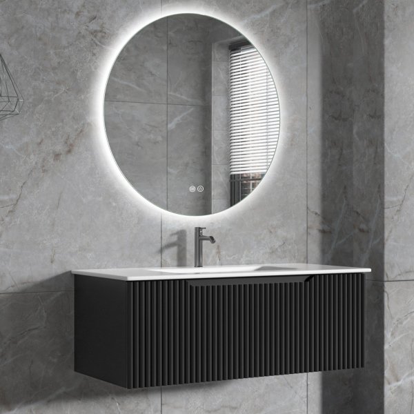 Baderomspakke | Toalett 101 cm | Rundt LED-speil | Tuba