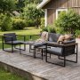 Loungegruppe Svart ramme Gr� puter med bord - Dakar + Flekkfjerner for m�bler