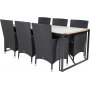 Tornsborg Spisegruppe (200x100) - Sort/Gr - 6 Stoler