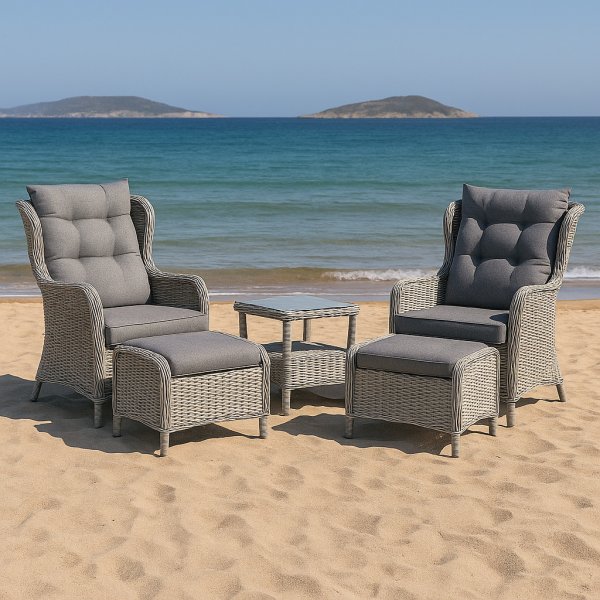 Milano utembelsett (2 lenestoler, 1 bord) - Gr kunstrotting