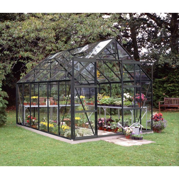 Magnum drivhus - 9,9 m svart, med herdet glass