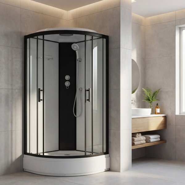 Dusjkabinett svart 90x90x215 cm - Helios 90 Dusjkabinett svart 90x90x215 cm - Helios 90