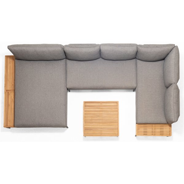 Livsstil Hage Topaz salonggruppe med divan - Grå/teak Livsstil Hage Topaz salonggruppe med divan - Grå/teak