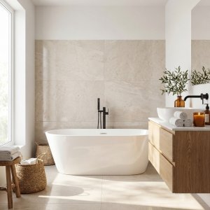 Badekar frittst�ende hvitt 170x80x58 cm - Olympus