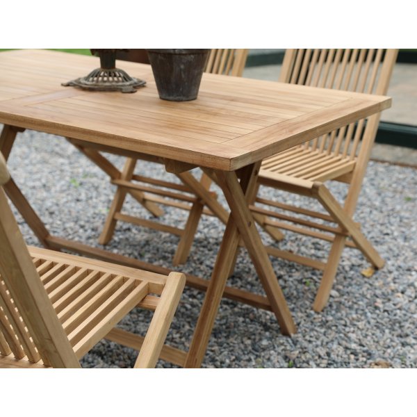Salt uteservering gruppe spisebord 120x70 cm med 4 Salt spisestuestoler - Teak