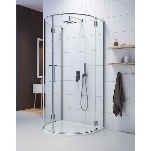 Space Line halvrundt dusjhj�rne (mot enkelvegg) - 6 og 8mm glass