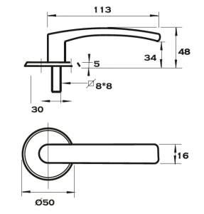Dørhåndtak for innerdører - Matt krom Dørhåndtak for innerdører - Matt krom